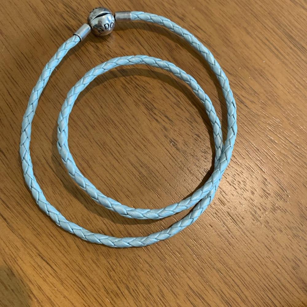 Pandora Double Light Blue Braided Bracelet with Silver Clasp